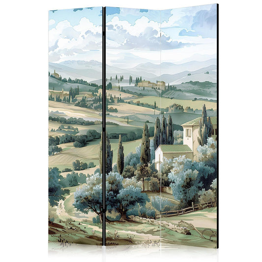 Paravent - Landscape with Green Fields and Trees - Tuscan Sunny View Artgeist