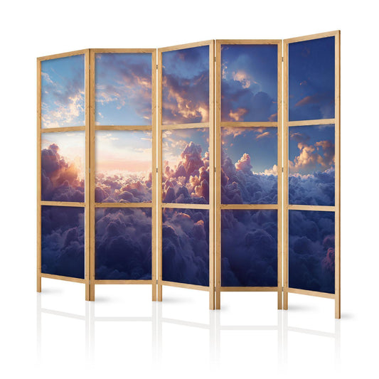 Japanischer Paravent - The Sun in Hiding: The Golden Face of the Sky Over a Cloudy Sea Artgeist