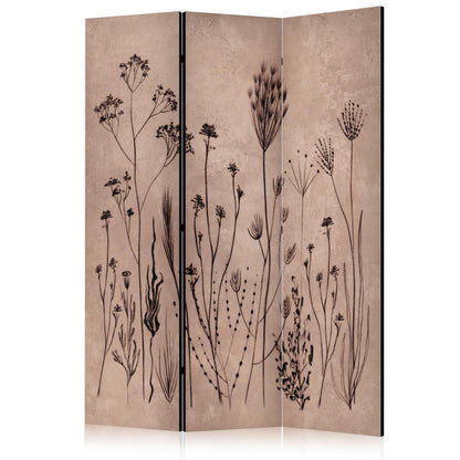 Paravent - Plant Vintage - Delicate Field Flowers on a Background in Lime Wash Technique Artgeist