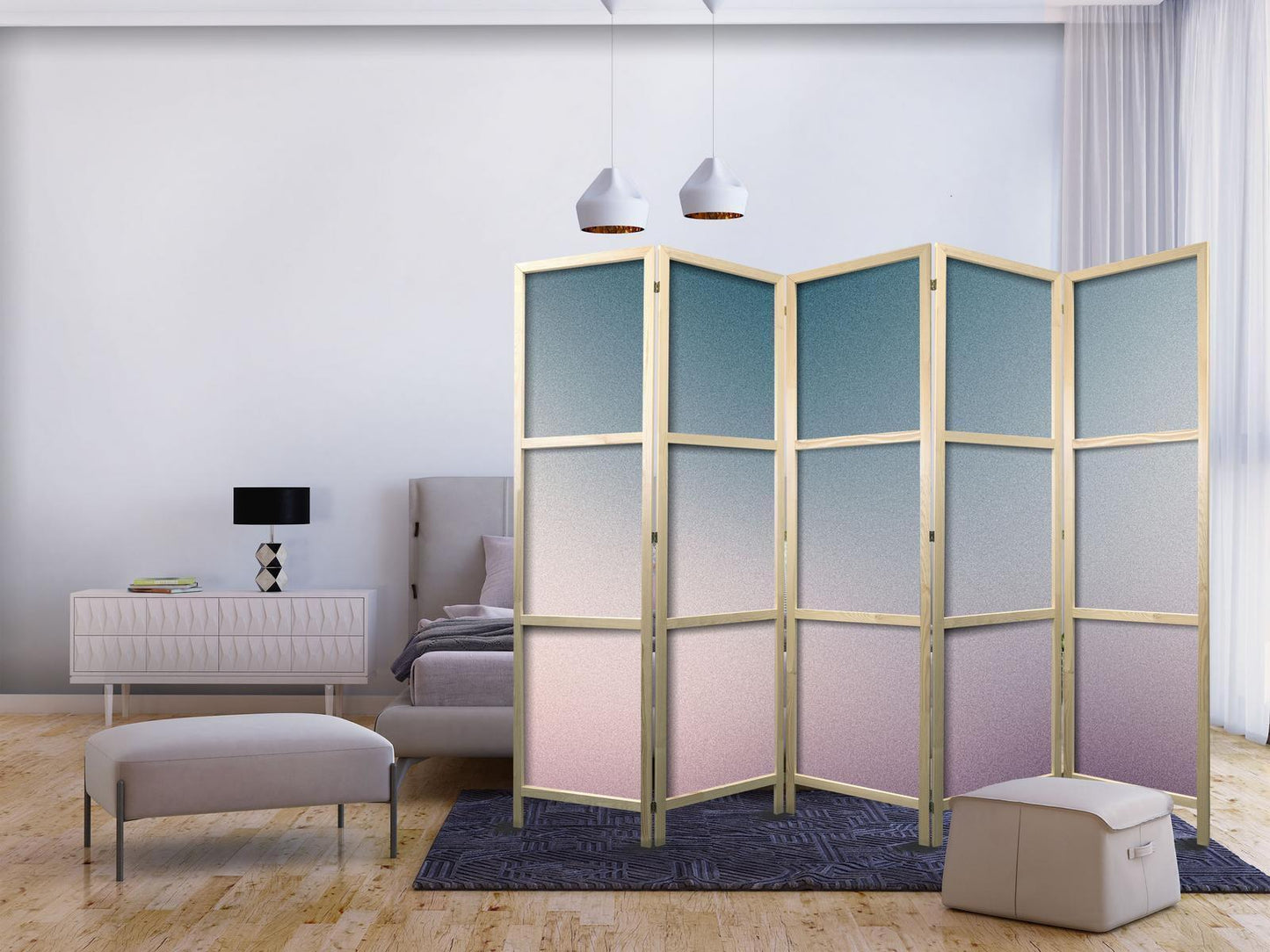 Japanischer Paravent - Nostalgic Gradient - Gradient Composition in Muted Colors