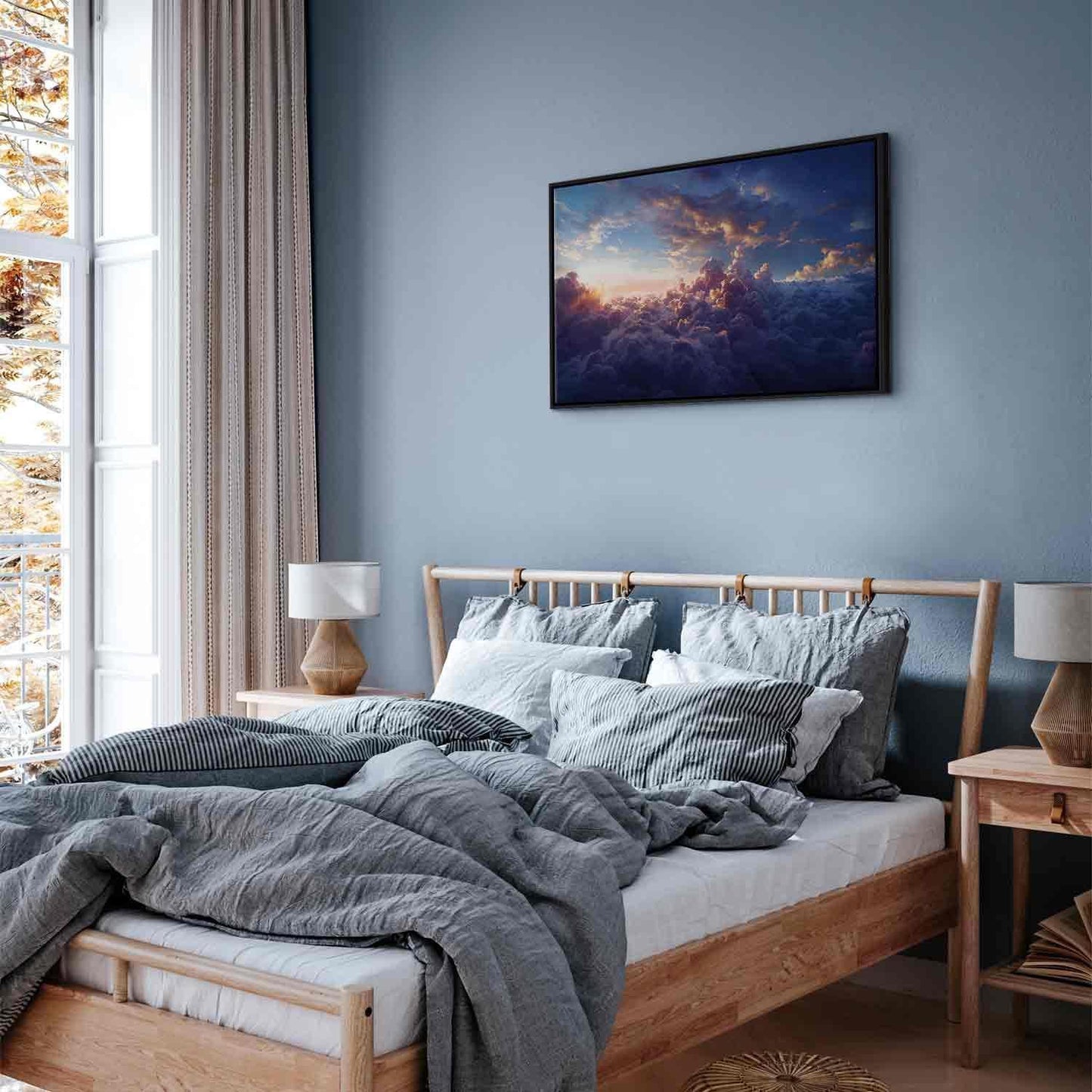 Leinwandbild - The Sun in Hiding: The Golden Face of the Sky Over a Cloudy Sea Artgeist