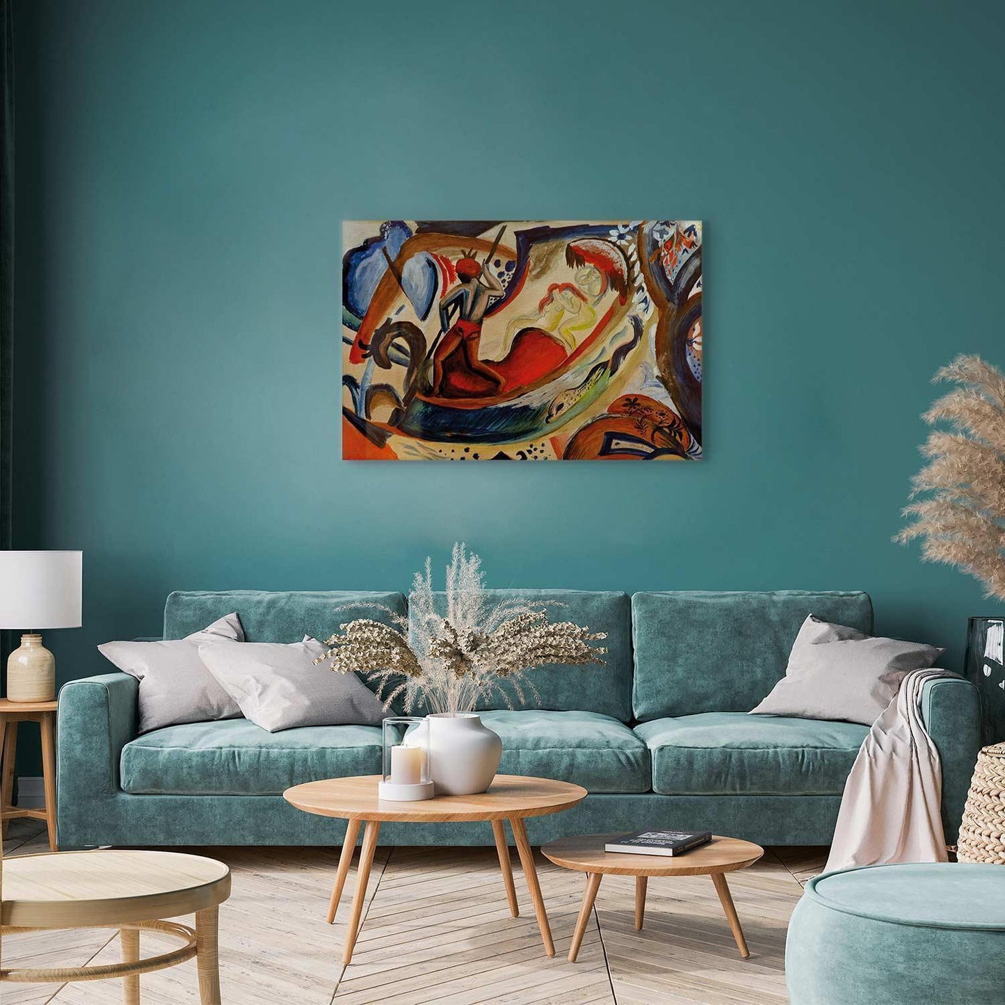 Leinwandbild - Nackte Mädchen in der Barke (August Macke) Artgeist