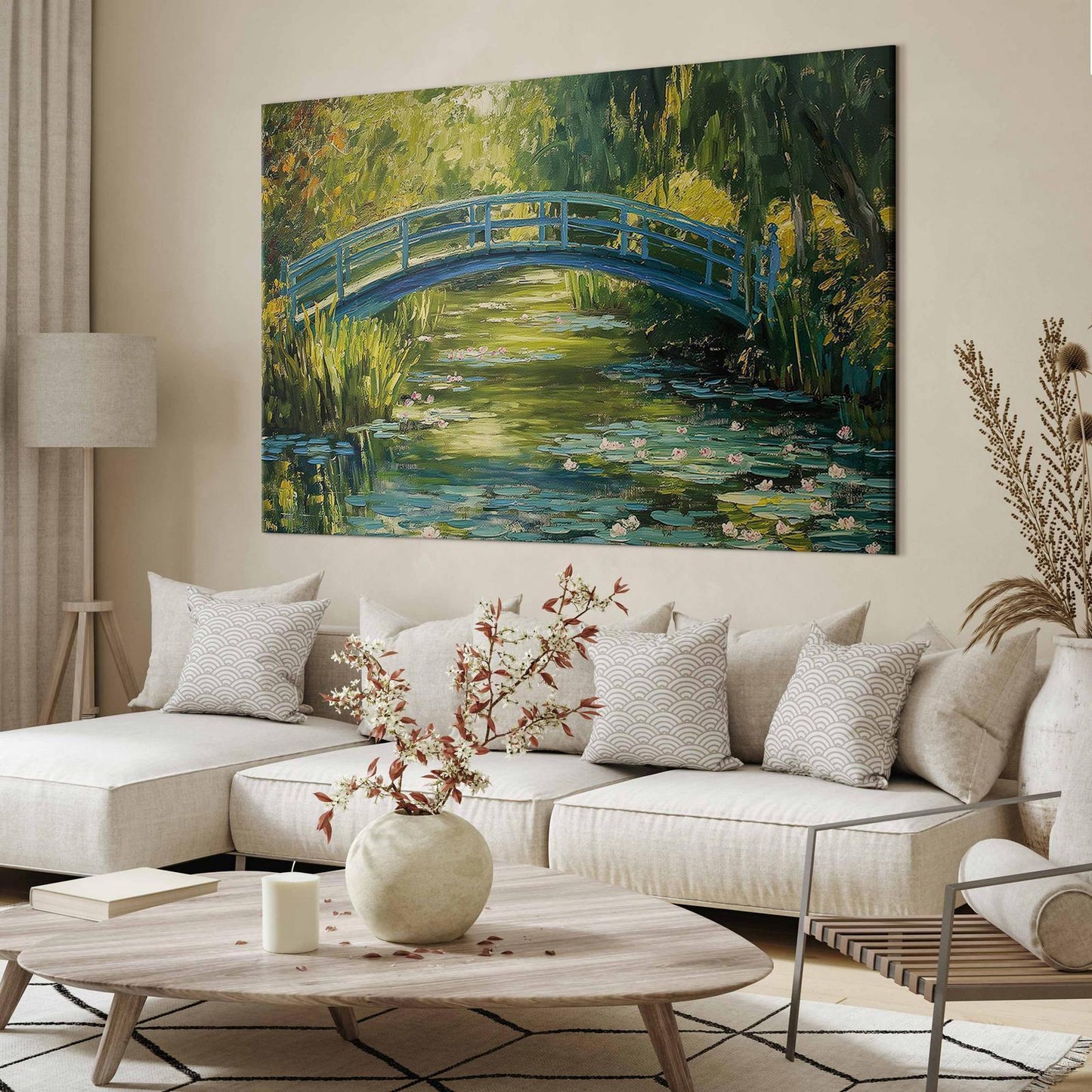 Wandbild XXL - Impressionist bridge - painting of a bridge against a picturesque background
