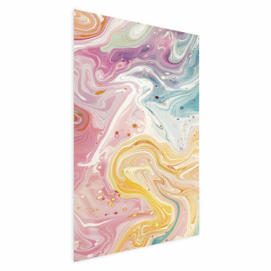 Poster - Colorful Chaos - dynamic shapes in shades of pink, yellow, and blue Artgeist