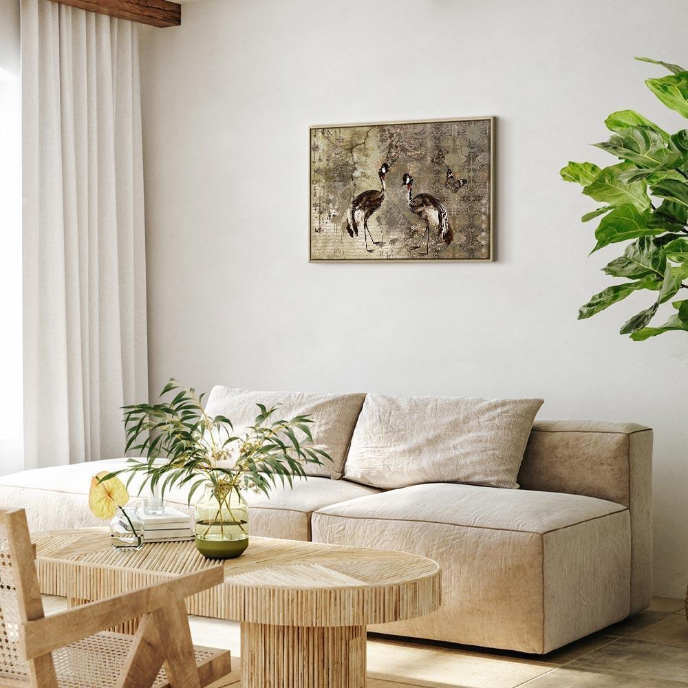 Leinwandbild - Retro Cranes (1 Part) Wide