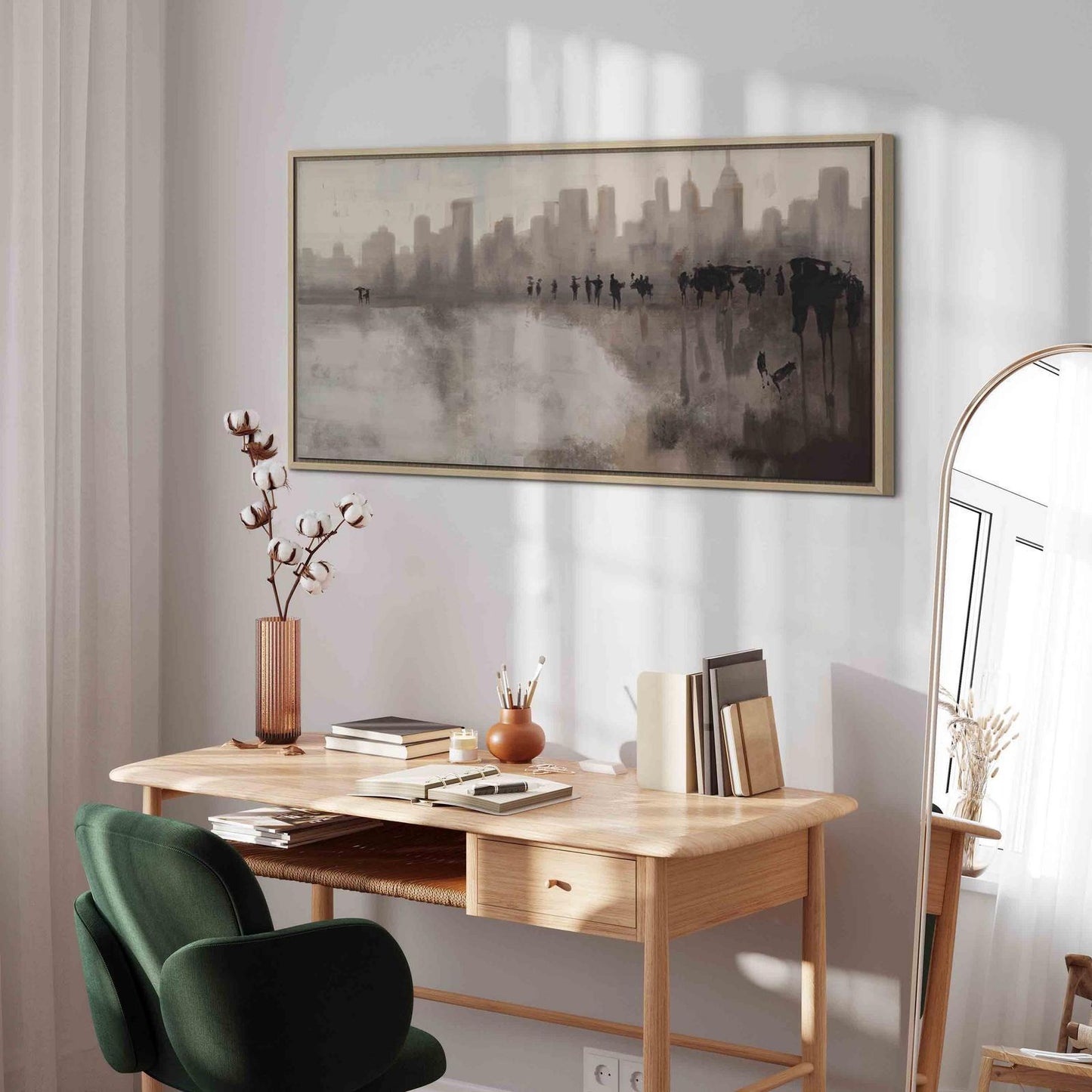 Leinwandbild Stadt im Regen – Urbanes Wandbild mit Atmosphäre