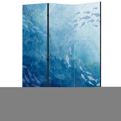 Paravent - Schools of Fish - Luminous Clusters of Fish in Blue Hues Amidst the Sea Depths Artgeist
