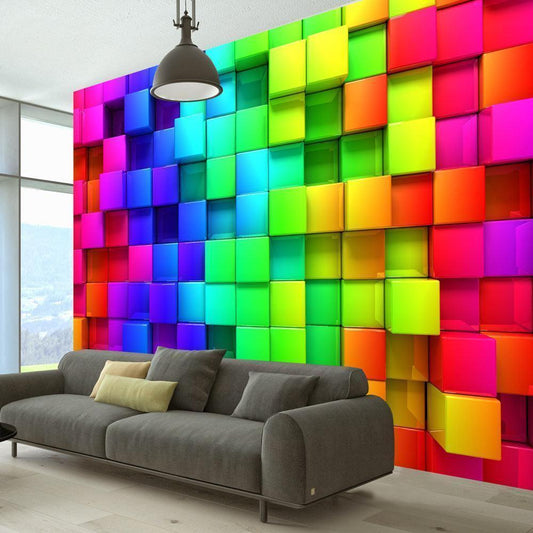 Bunte 3D-Würfel – Geometrische Fototapete modern