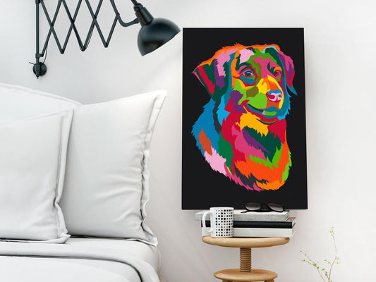 Wandbild zum Ausmalen - Bunter Hund Malen nach Zahlen Set