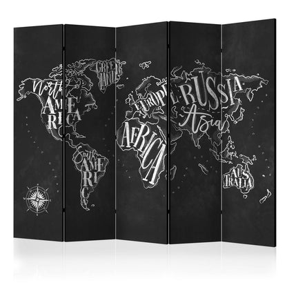Paravent - Retro Continents (Black) II Artgeist