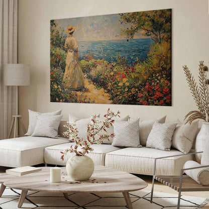 Wandbild XXL - Nostalgic impression - a pensive woman contemplating