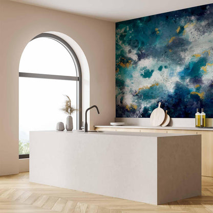 Fototapete - Stormy ocean - abstract blue composition in watercolour style