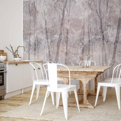 Fototapete - Eternal forest - landscape with winter landscape in cool colours