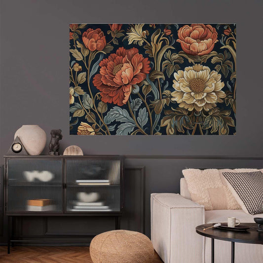 Poster - Tapestry Large Retro Flowers Artgeist
