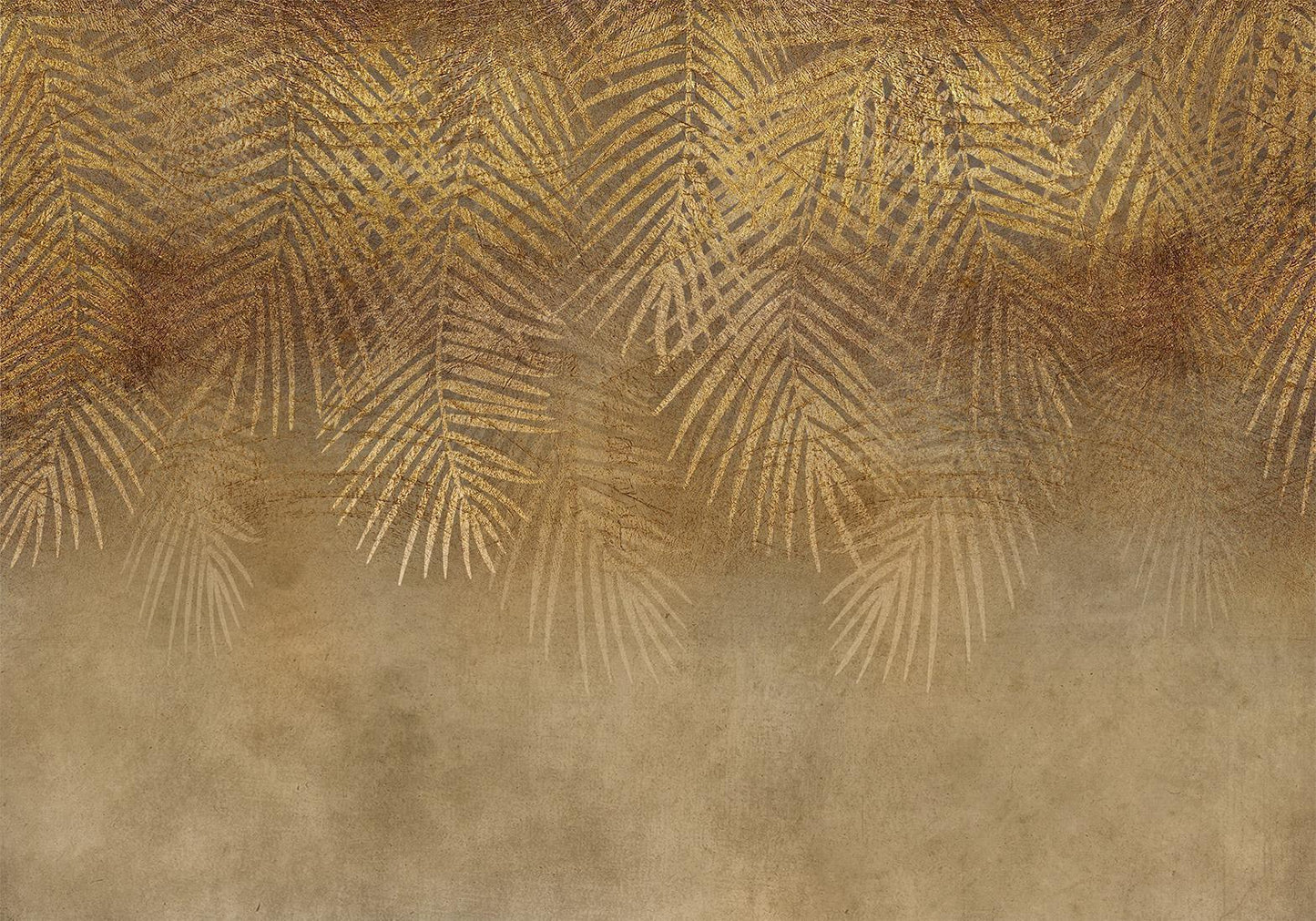 Fototapete - Abstract nature in beige - composition with golden exotic leaves Artgeist