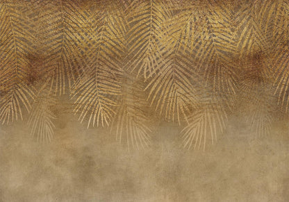 Fototapete - Abstract nature in beige - composition with golden exotic leaves Artgeist