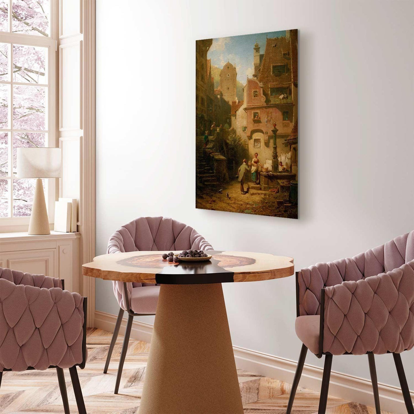 Leinwandbild - Carl Spitzweg – Well-Wisher Presenting Flowers