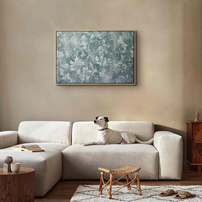 Leinwandbild - Ornaments in Worn Muted Turquoises: Delicate Plant Pattern