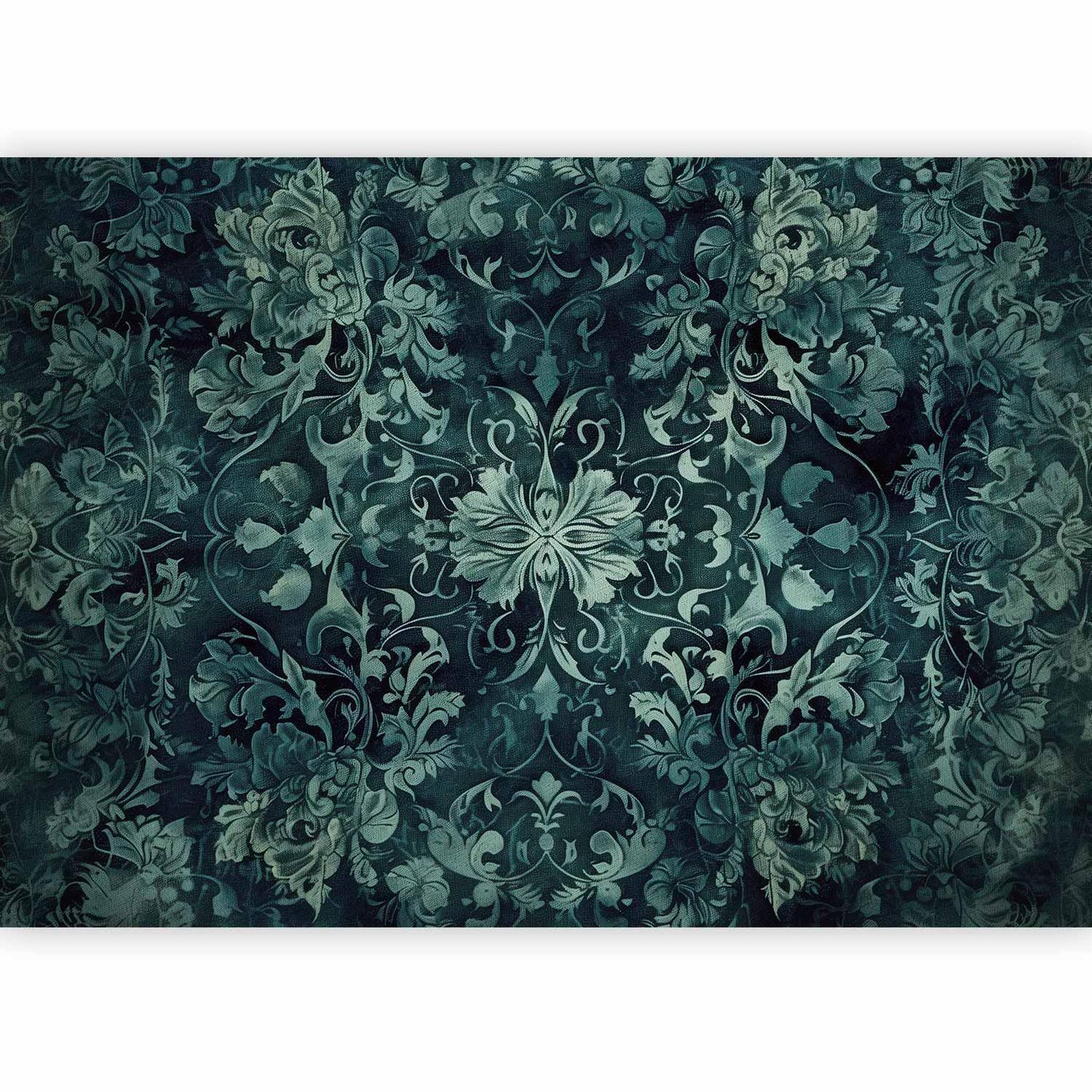 Fototapete - Oriental Pattern Carpet: Emerald Ornaments and Worn Patterns Artgeist