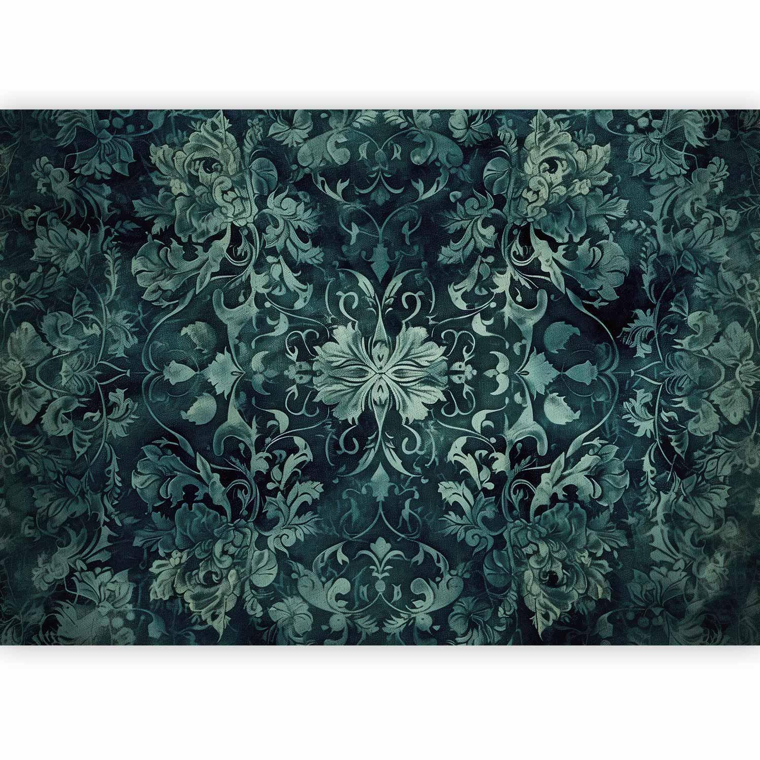 Fototapete - Oriental Pattern Carpet: Emerald Ornaments and Worn Patterns Artgeist