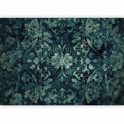 Fototapete - Oriental Pattern Carpet: Emerald Ornaments and Worn Patterns Artgeist