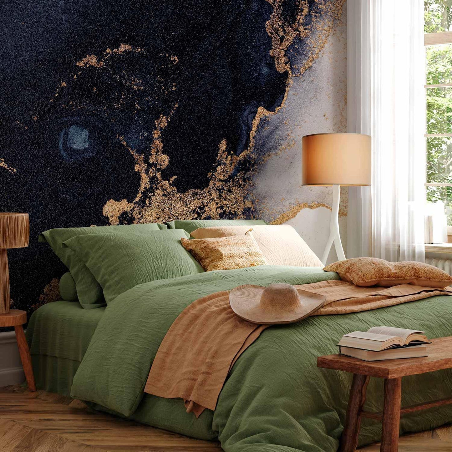 Fototapete - Marble and Garnet - Abstract Textured Pattern Inspired by a Starry Sky