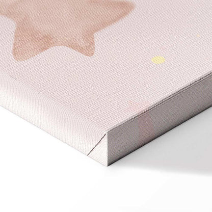 Leinwandbild - Joyful Sky - Yellow Cheerful Stars with a Rainbow Against the Phases of the Moon in a Light Beige Sky Hue