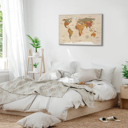 Leinwandbild - World Map: Beige Chic