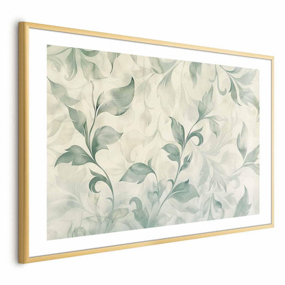 Poster - Watercolor Green-Beige Leaves Artgeist