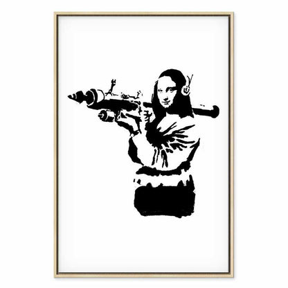 Leinwandbild - Banksy Mona Lisa with Rocket Launcher (1 Part) Vertical