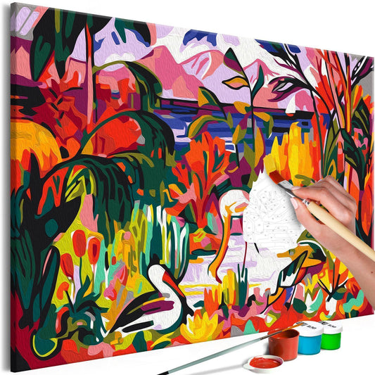 Malen nach Zahlen – Jean Metzinger: Farbige Landschaft mit Wasservögeln