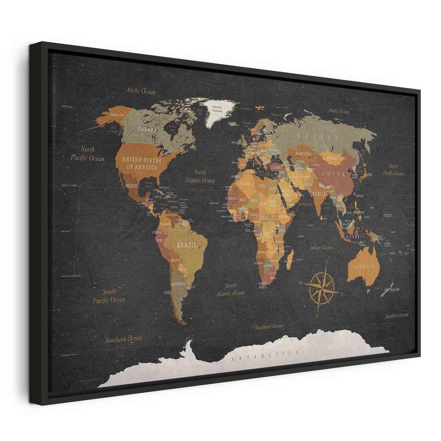 Leinwandbild - World Map: Secrets of the Earth Artgeist