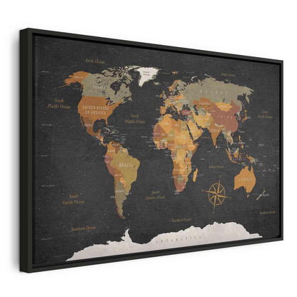 Leinwandbild - World Map: Secrets of the Earth Artgeist