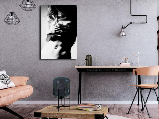 Leinwandbild - Gentleness of Contrast (1-part) - Female Nude in Black and White