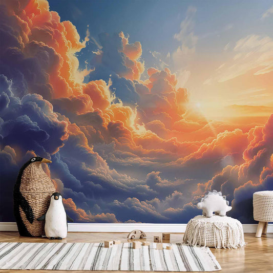 Fototapete - Sunset Over a Cloudy Sea: A Wonderful Symphony of Colors Artgeist