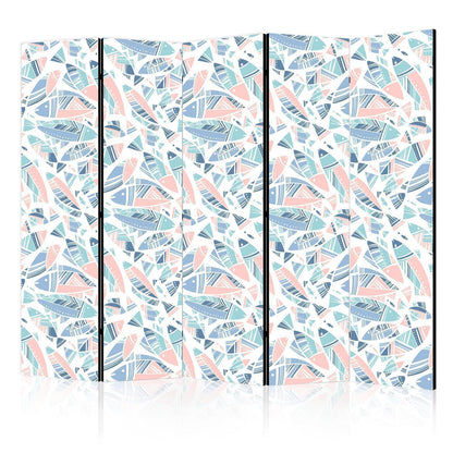 Paravent - Fish in Minimalist Style - Fish in Aztec Style in Pastel Color Tones on a White Background Artgeist