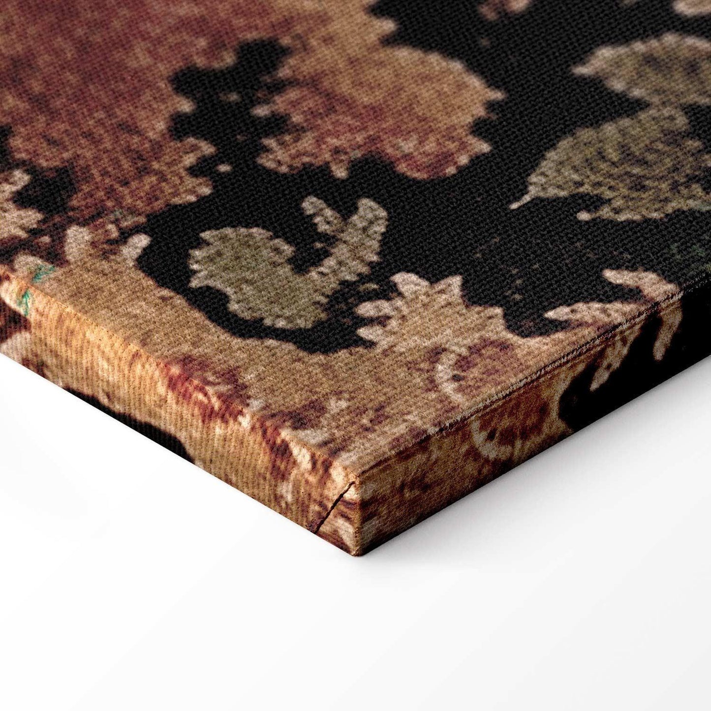 Leinwandbild - Mediterranean landscape - old tapestry with a hill and a lake