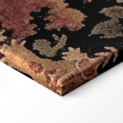 Leinwandbild - Mediterranean landscape - old tapestry with a hill and a lake