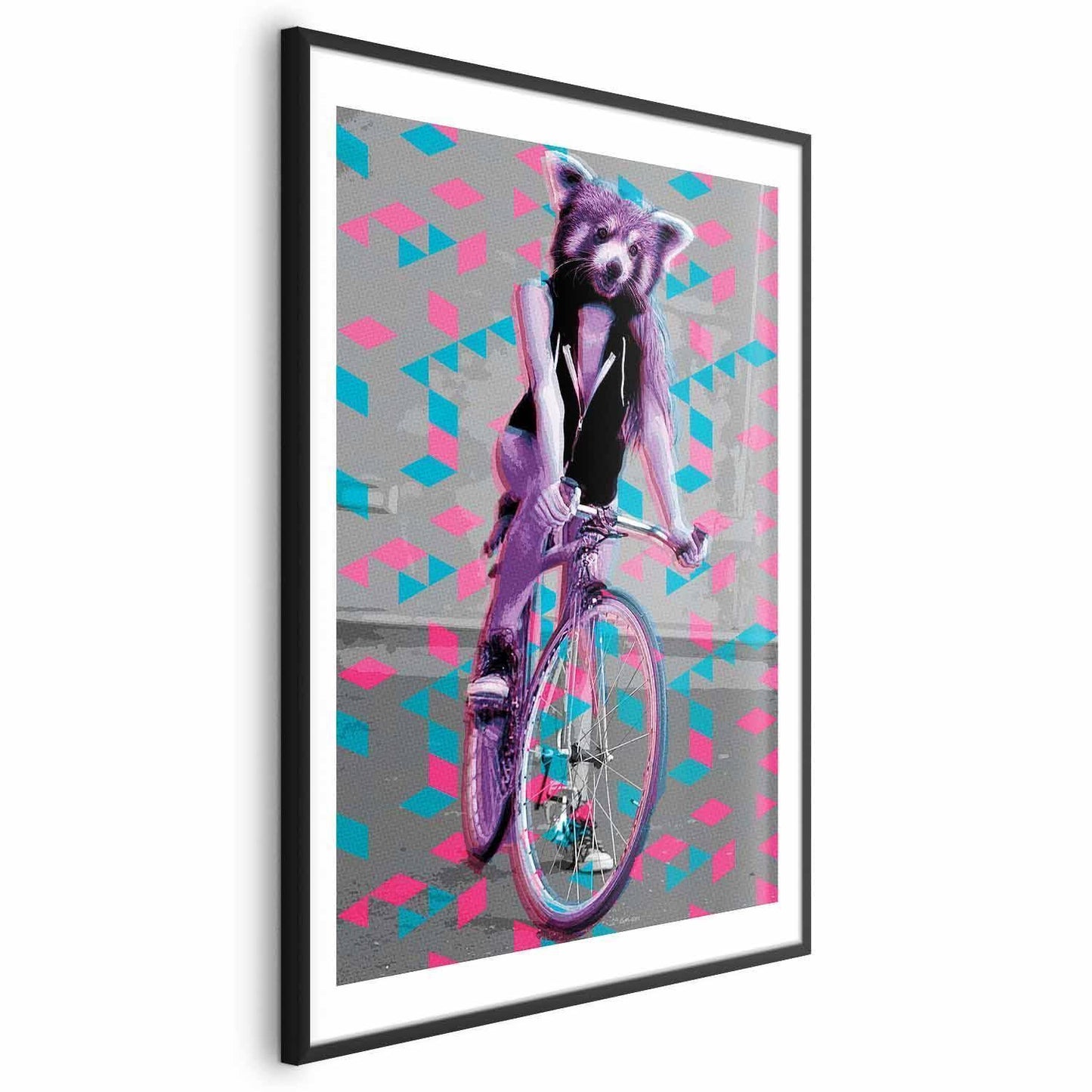 Poster - Raccoon on a Bicycle Artgeist