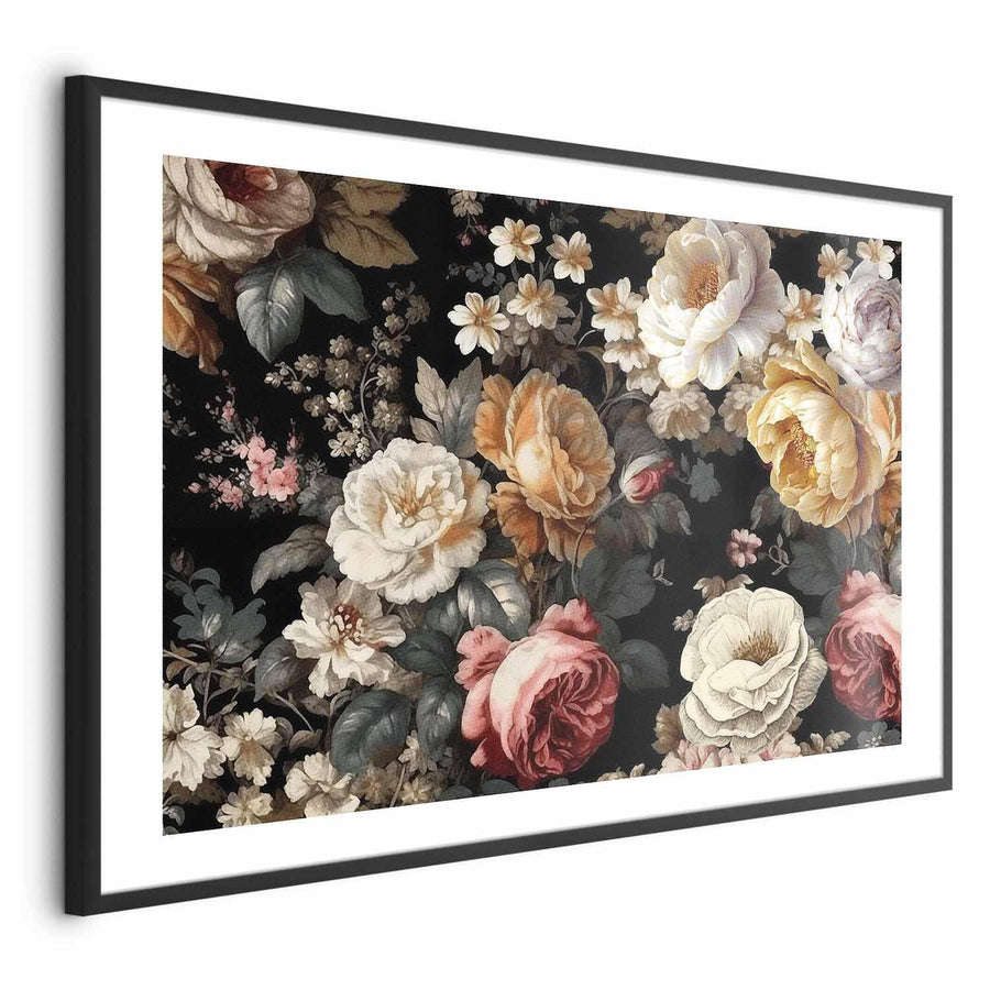 Poster - Colorful Flowers on a Black Background Artgeist