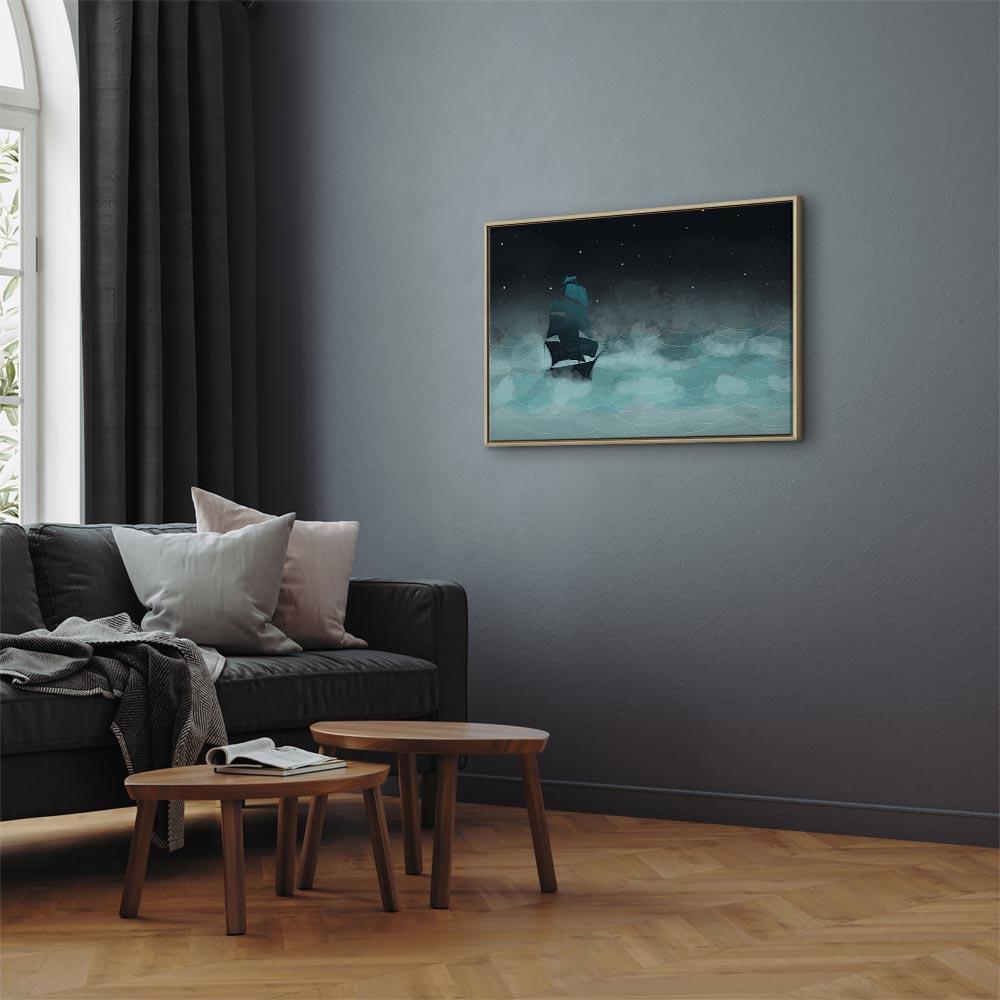 Leinwandbild - Night Waves (1 Part) Wide - Second Variant