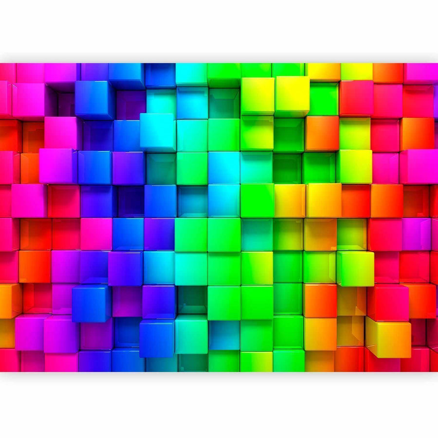 Bunte 3D-Würfel – Geometrische Fototapete modern