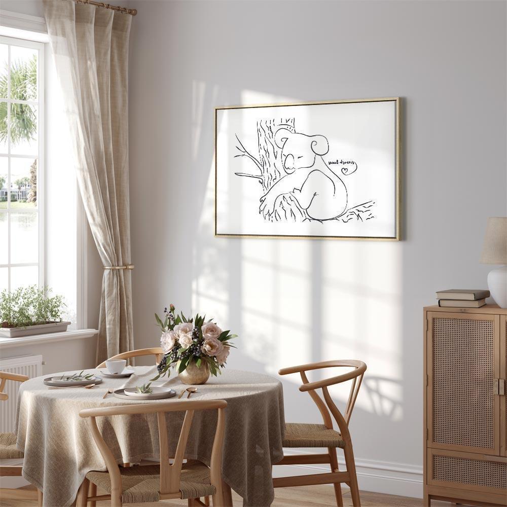 Leinwandbild - Quiet Charm of Nature (1-part) - Sleeping Koala in Black and White