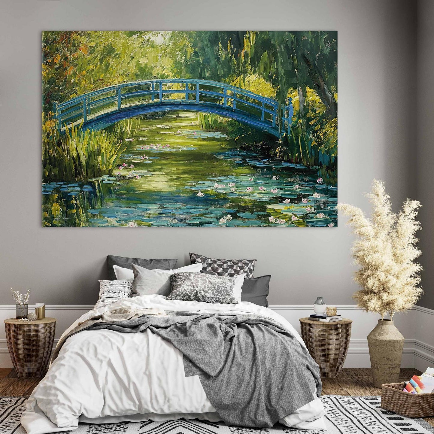 Wandbild XXL - Impressionist bridge - painting of a bridge against a picturesque background