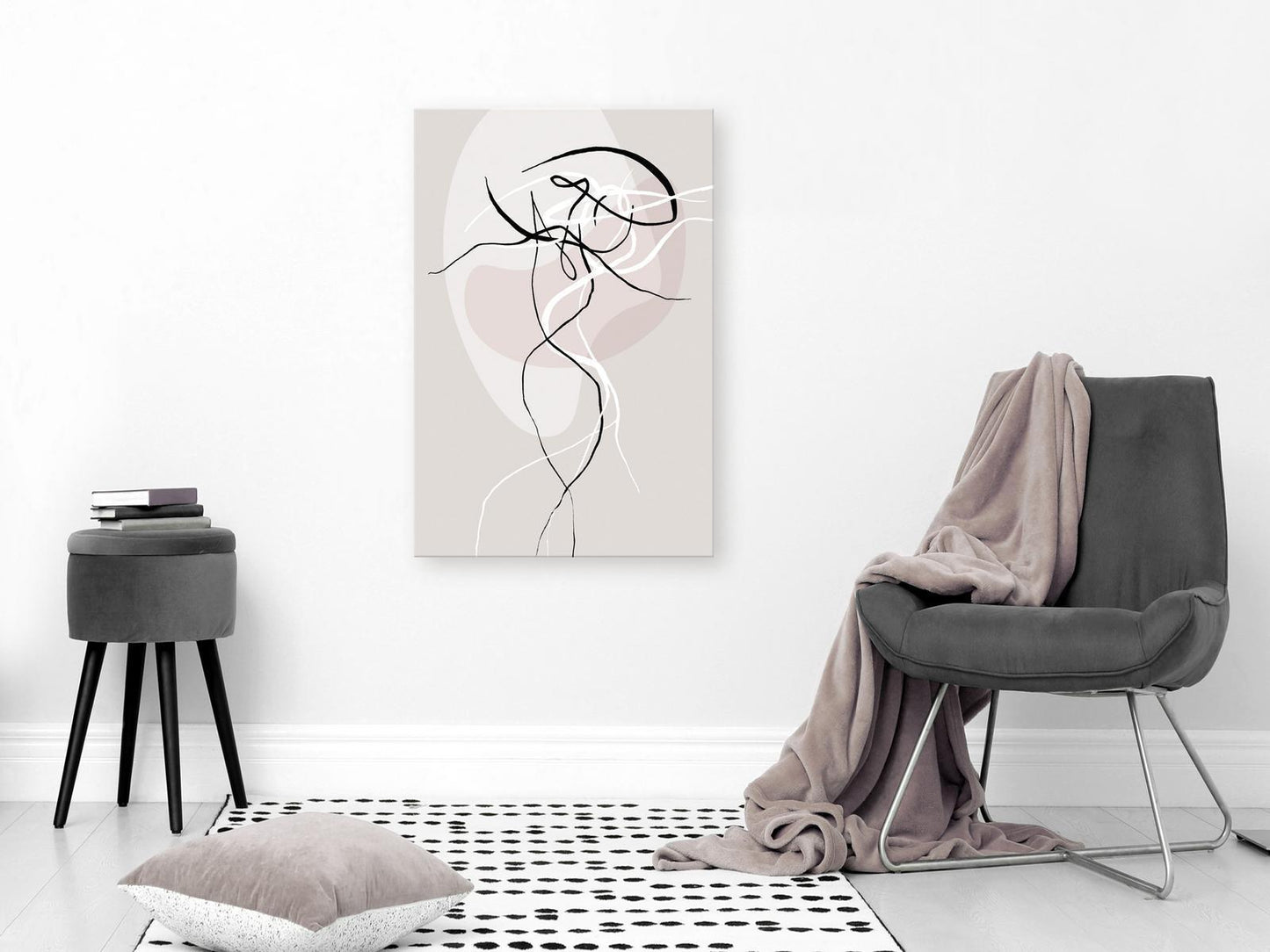 Leinwandbild – Beige Energiewellen in abstrakter Form