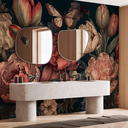 Fototapete - Flowers on a turquoise background