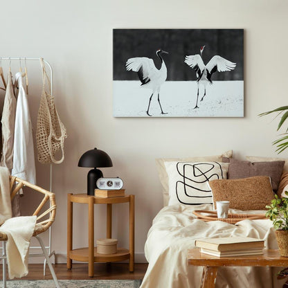 Leinwandbild - Dancing Cranes (1 Part) Wide