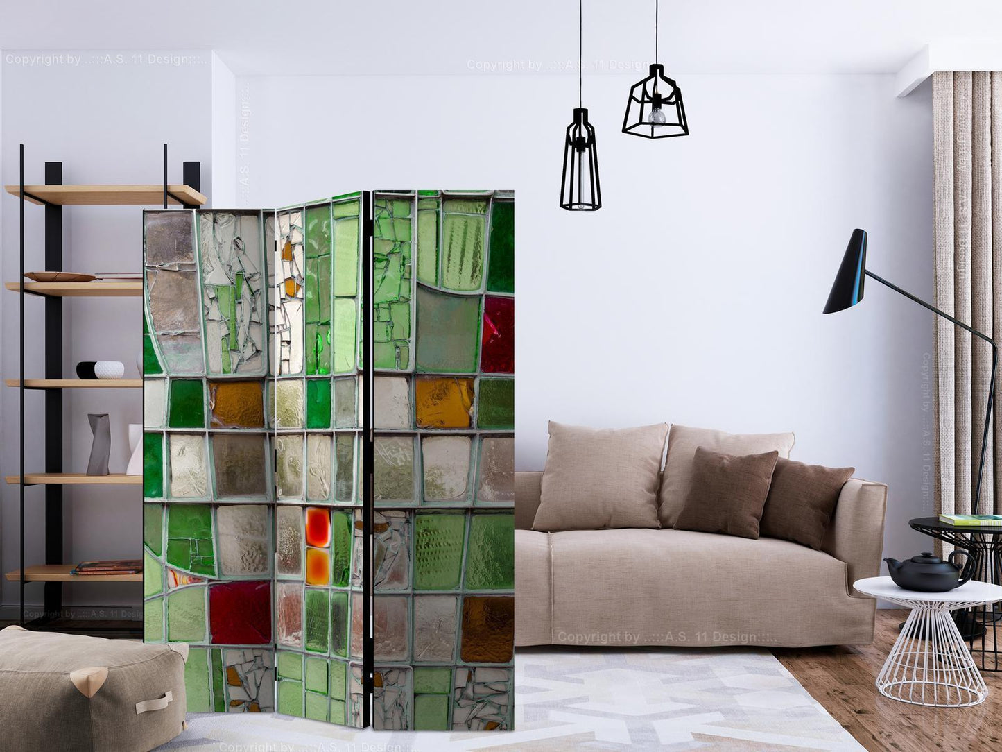 Paravent - Emerald Stained Glass Artgeist