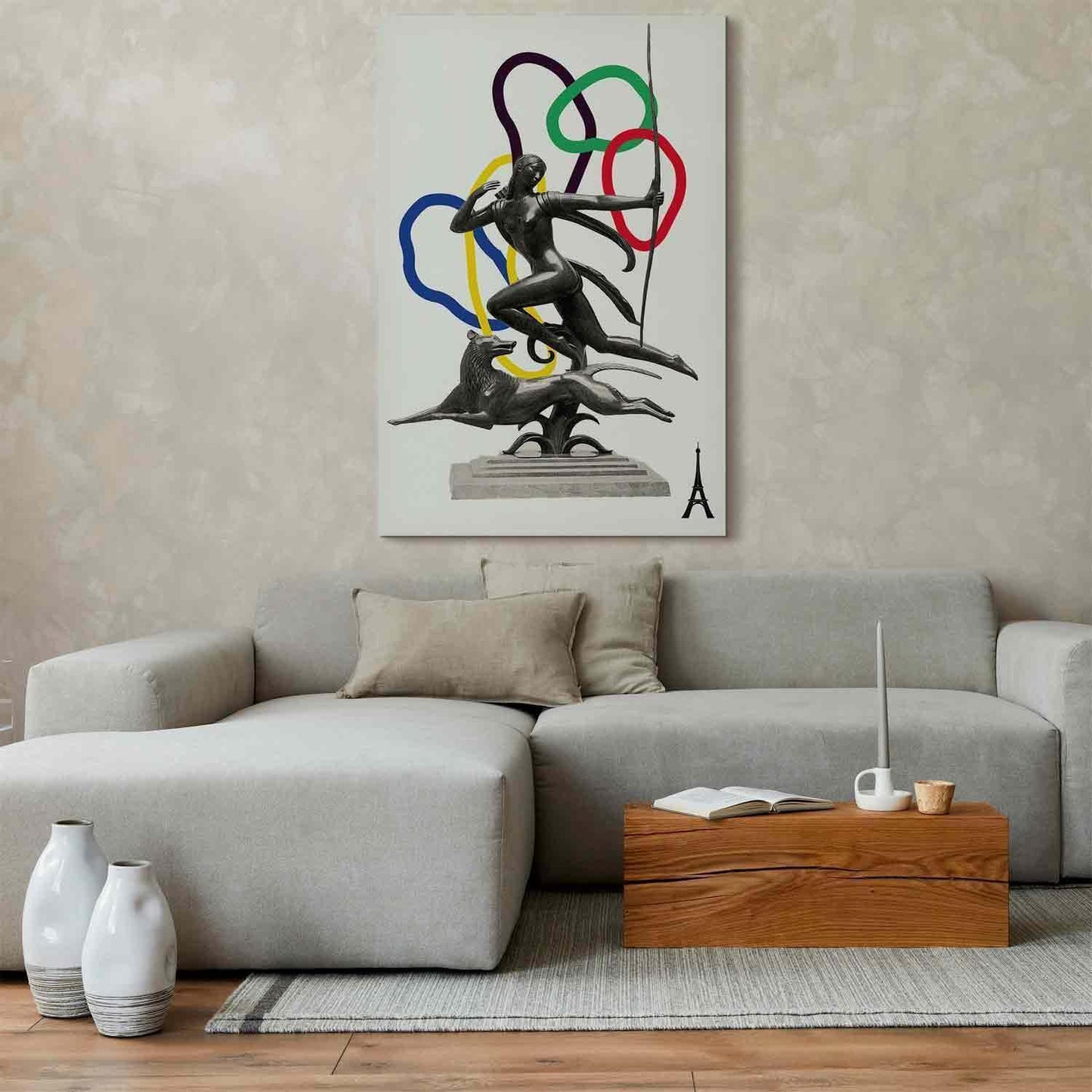 Leinwandbild - Woman With Dog - Illustration