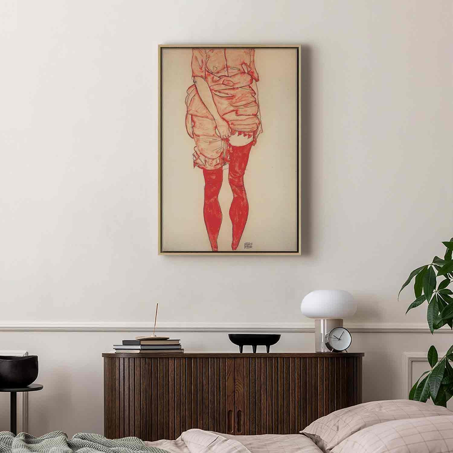 Leinwandbild - Stehende Frau in Rot Artgeist